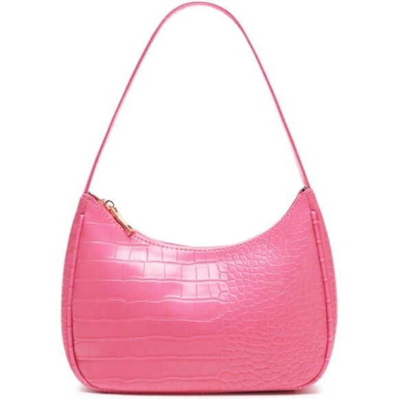 Handbags - Women Crocodile Pink Imported Polyester Leather Zipper Closure Tote Handbag